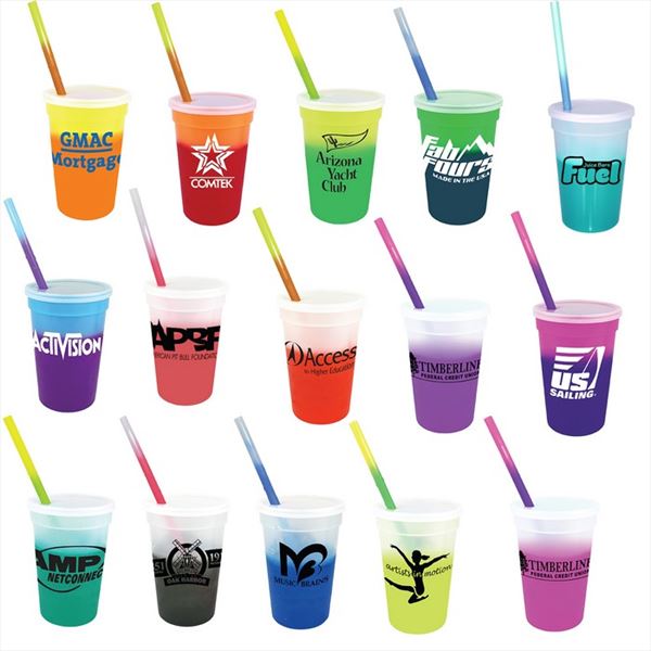 DA70917 17 oz. Mood Stadium Cup with Straw Lid Set and Custom Imprint